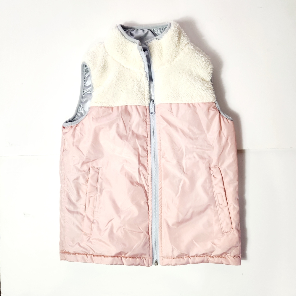 🩷Buffalo David Bitton Brand Pink and White Reversible Girl's Vest Size: 7/8 S